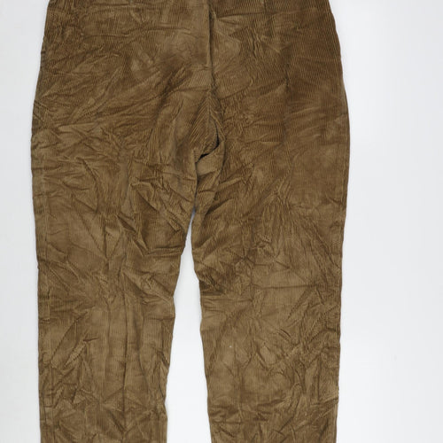 Marks and Spencer Mens Brown Cotton Trousers Size 36 in L29 in Regular Zip