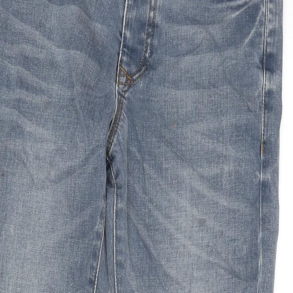 River Island Mens Blue Cotton Blend Straight Jeans Size 30 in L32 in Slim Zip