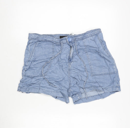 NEXT Womens Blue Lyocell Basic Shorts Size 14 Regular Zip