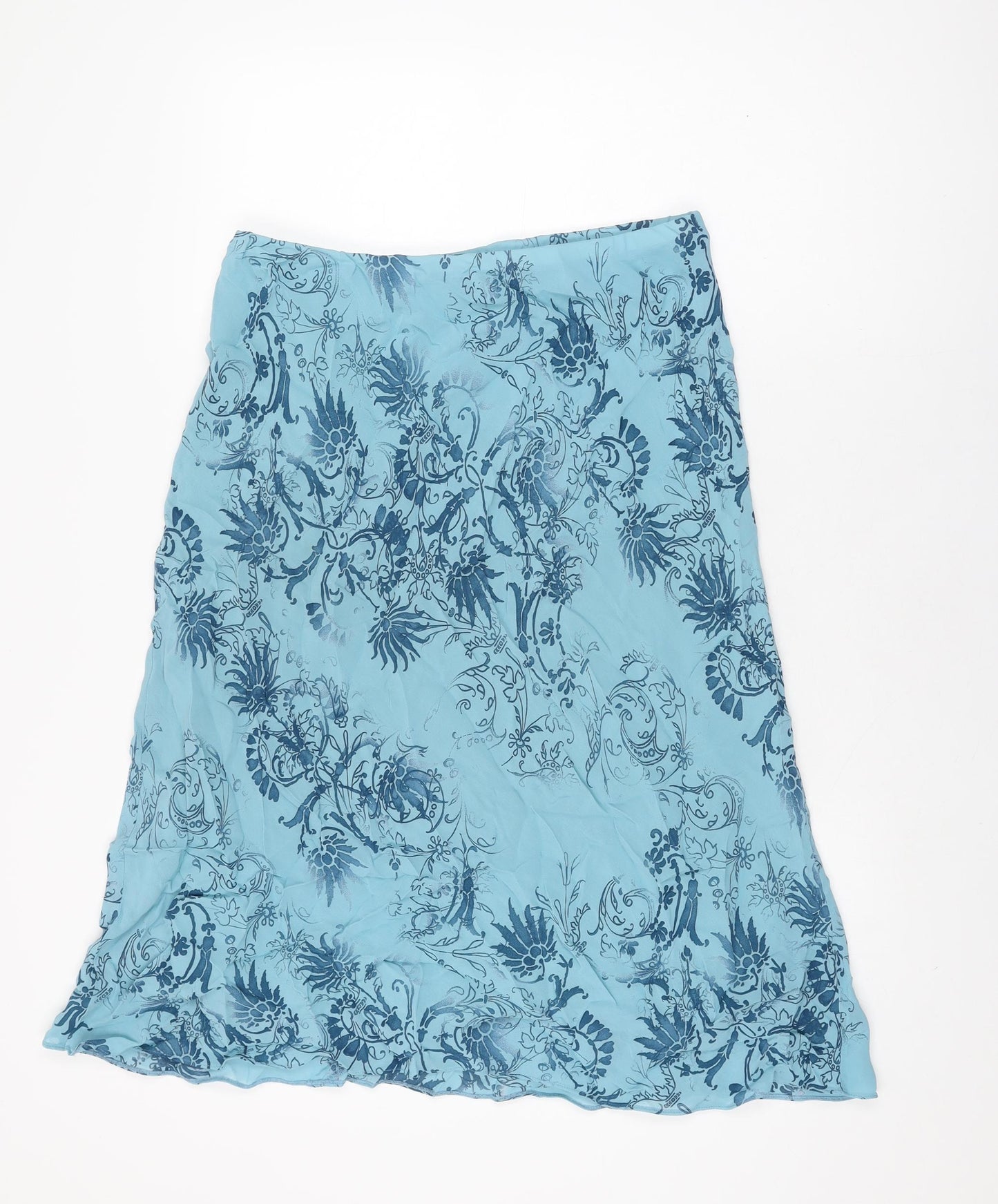 Berkertex Womens Blue Floral Viscose Swing Skirt Size 16