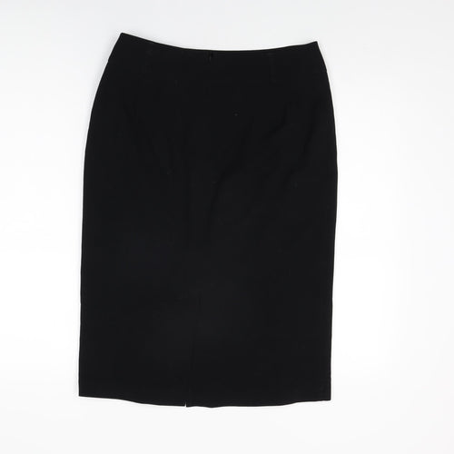 Marks and Spencer Womens Black Polyester Straight & Pencil Skirt Size 12 Zip