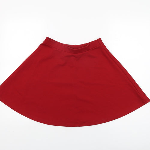 New Look Womens Red Polyester Skater Skirt Size 10