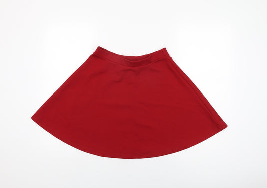 New Look Womens Red Polyester Skater Skirt Size 10