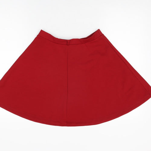 New Look Womens Red Polyester Skater Skirt Size 10