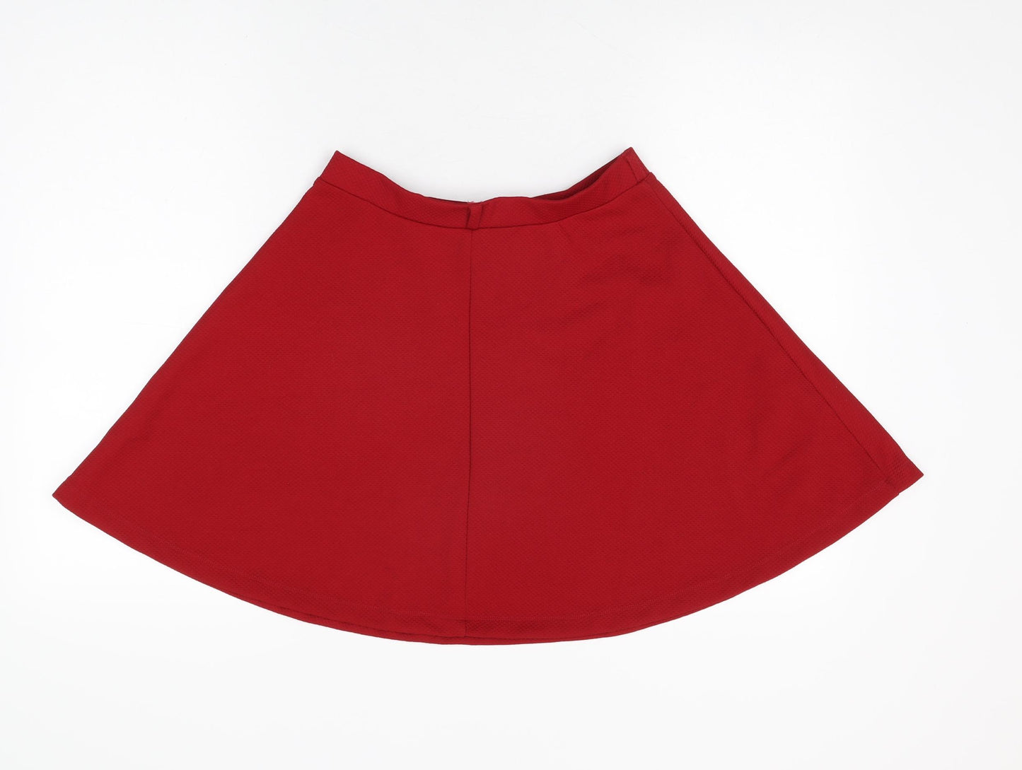 New Look Womens Red Polyester Skater Skirt Size 10