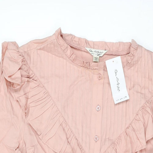 Miss Selfridge Womens Pink Lyocell Shift Size 14 Round Neck Button