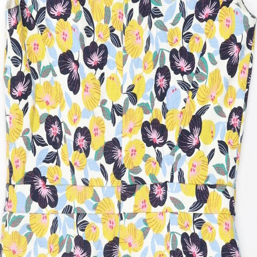 Boden Womens Multicoloured Floral Cotton Bodycon Size 10 Square Neck Zip