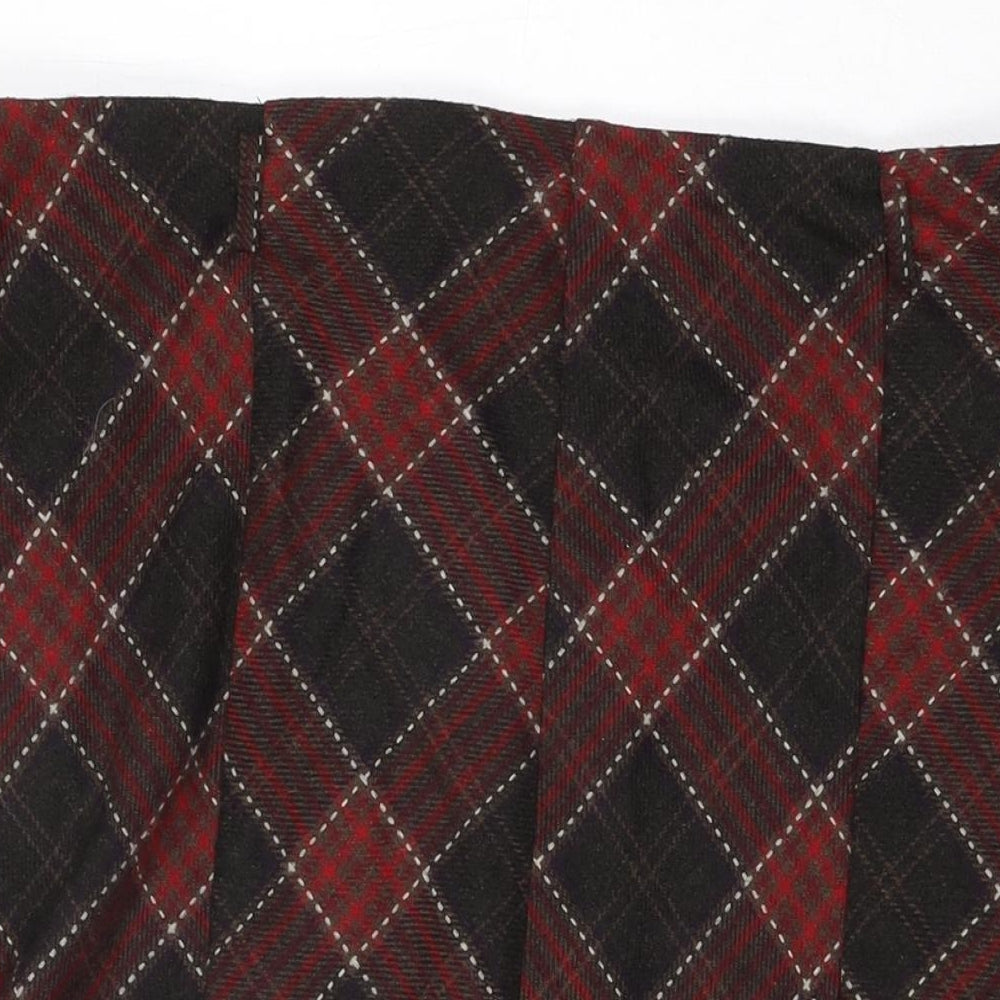 David Emmanuel Womens Red Plaid Polyester Flare Skirt Size 16