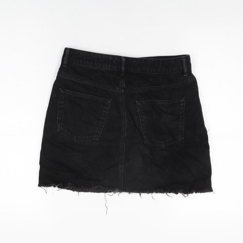 Topshop Womens Black Cotton Mini Skirt Size 10 Zip