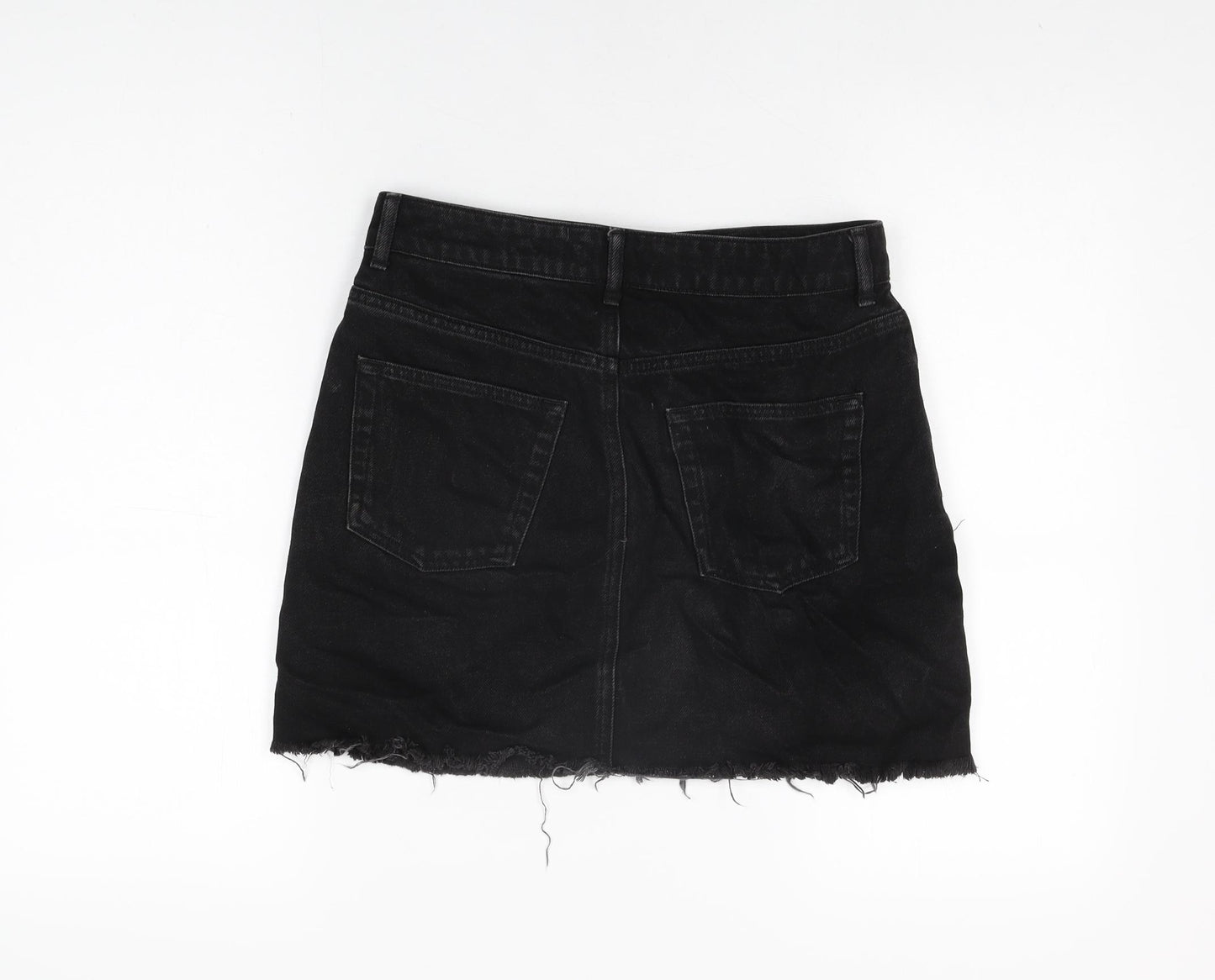 Topshop Womens Black Cotton Mini Skirt Size 10 Zip