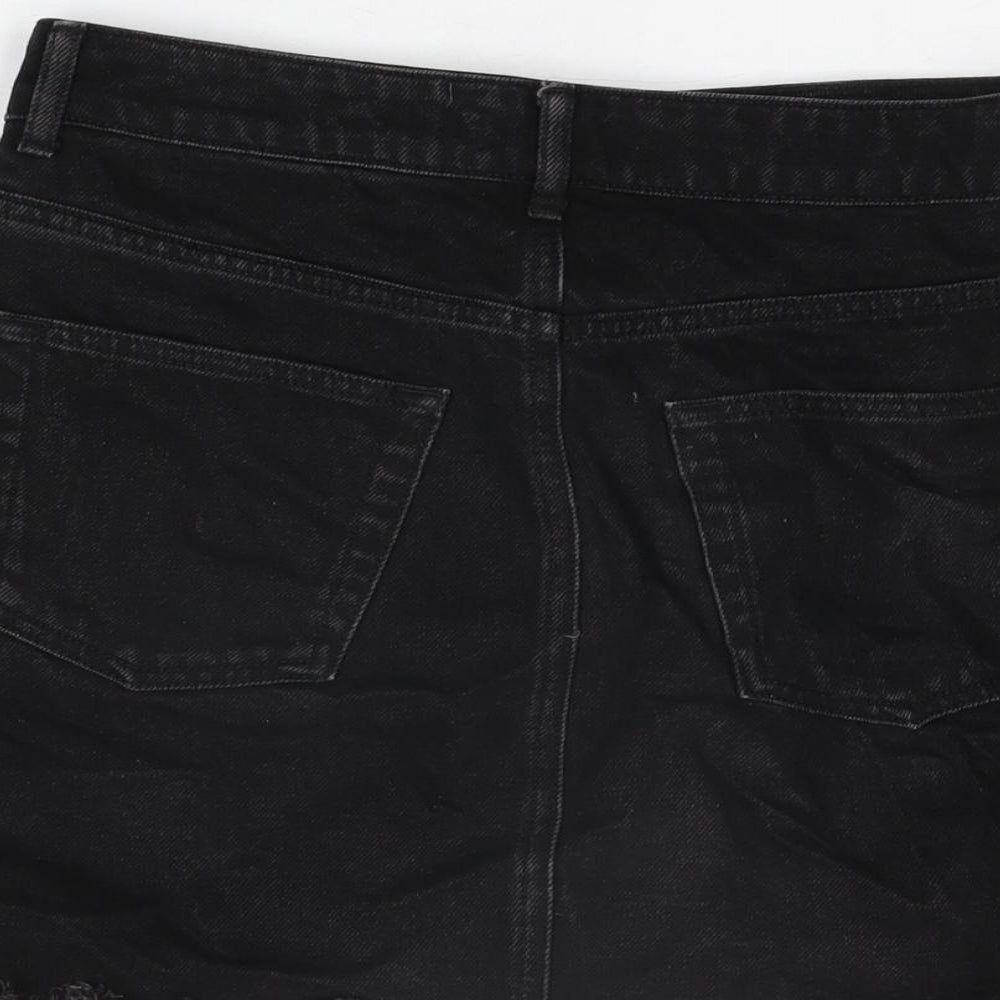 Topshop Womens Black Cotton Mini Skirt Size 10 Zip