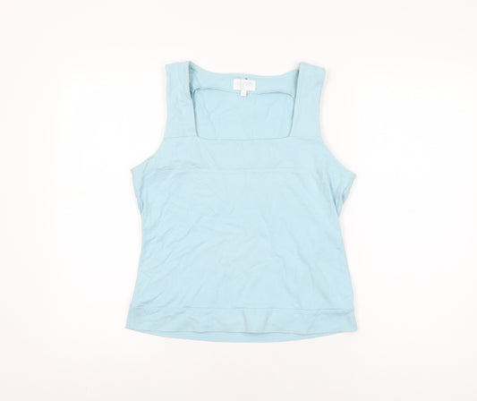 Offshoot Womens Blue Cotton Basic T-Shirt Size M Square Neck