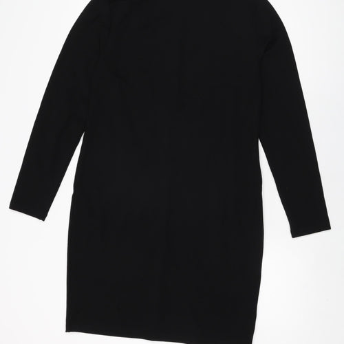 Marks and Spencer Womens Black Viscose Shift Size 12 Round Neck Zip