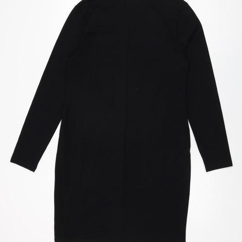 Marks and Spencer Womens Black Viscose Shift Size 12 Round Neck Zip