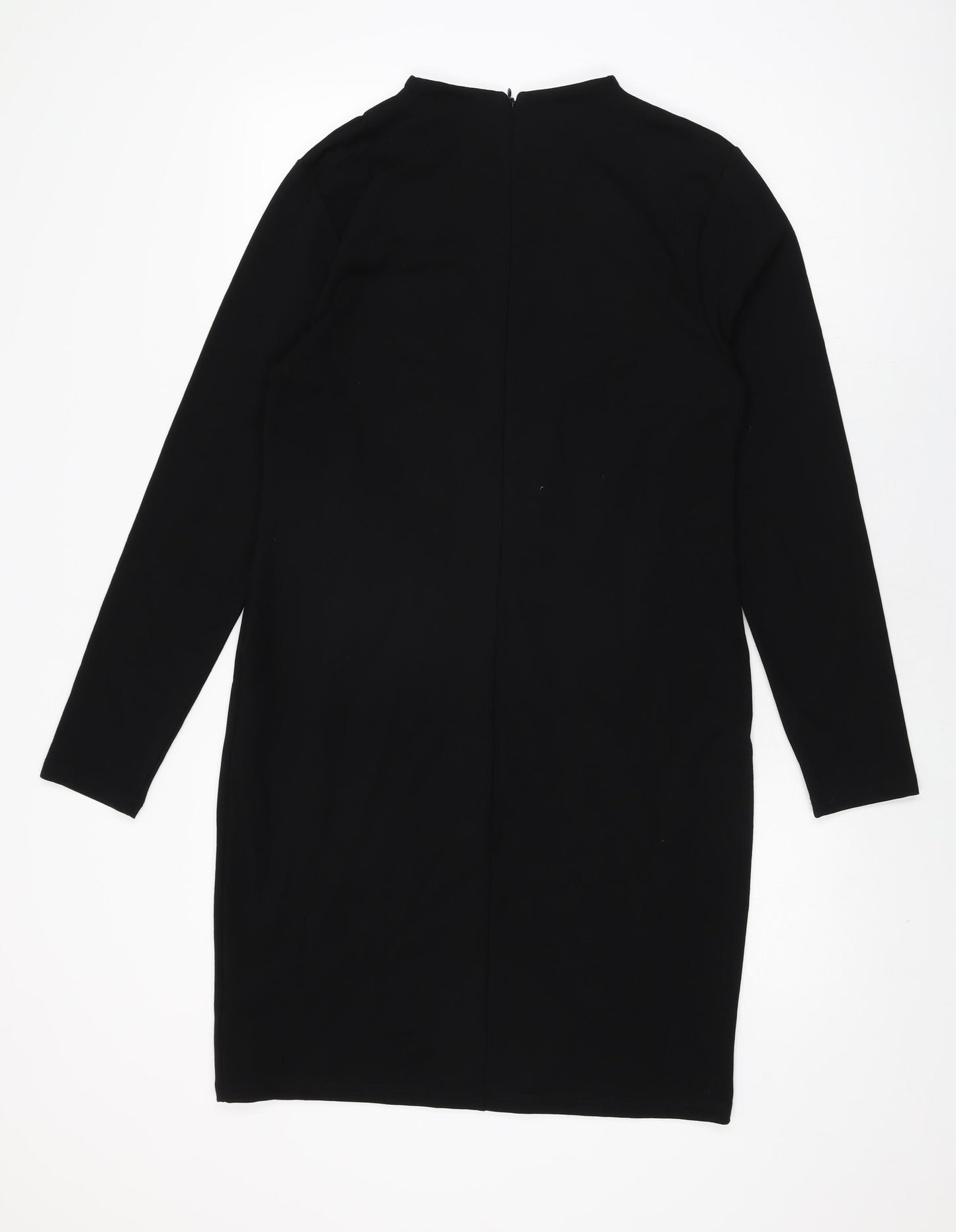 Marks and Spencer Womens Black Viscose Shift Size 12 Round Neck Zip