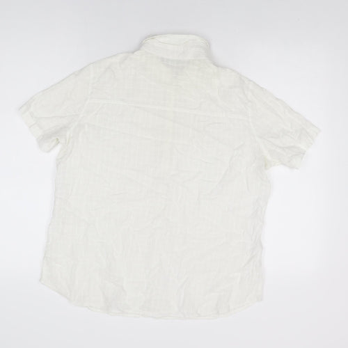 Marks and Spencer Womens White Cotton Basic Button-Up Size 16 Collared