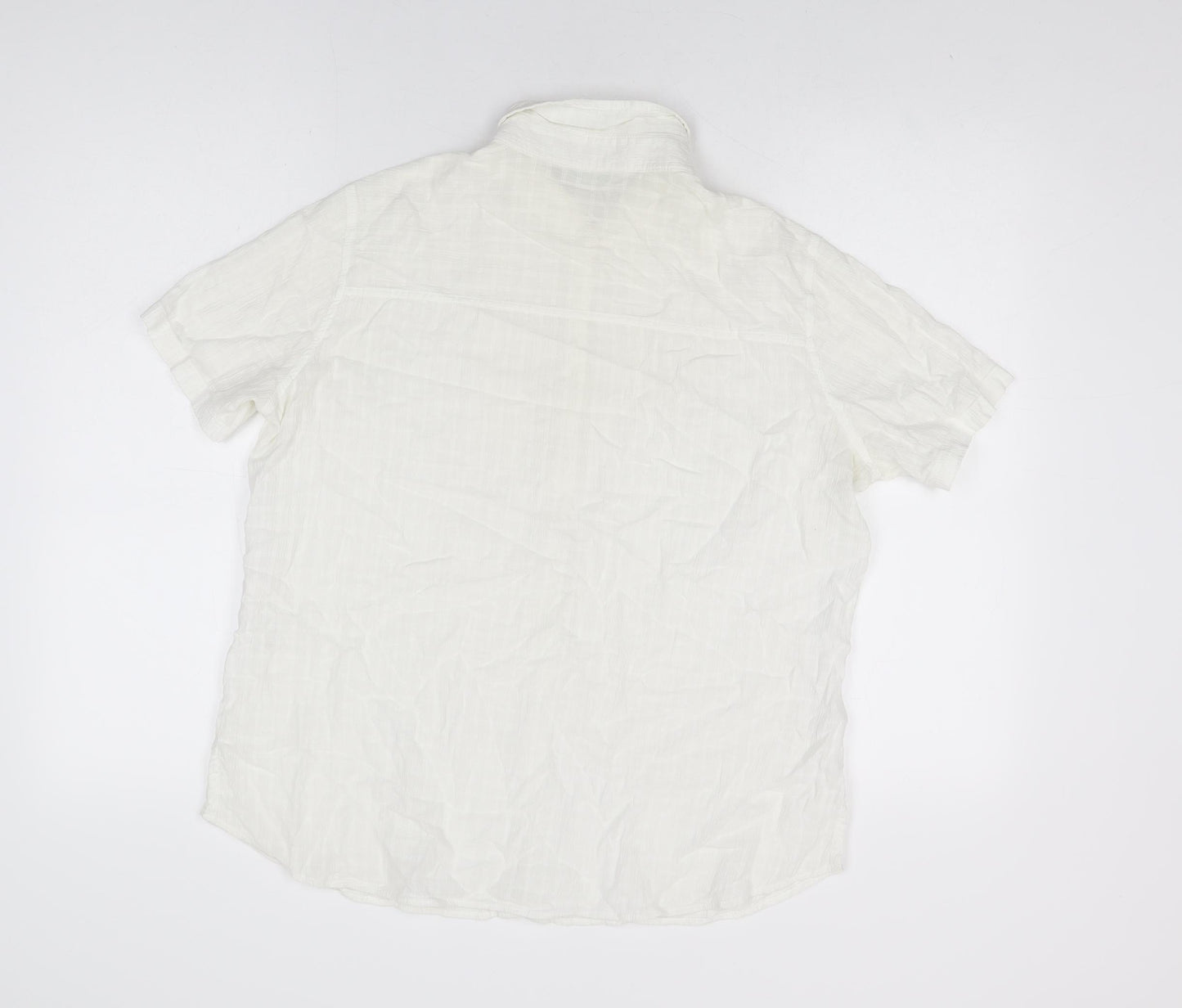 Marks and Spencer Womens White Cotton Basic Button-Up Size 16 Collared