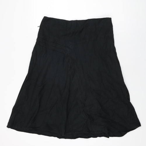 Monsoon Womens Black Cotton Swing Skirt Size 12 Zip