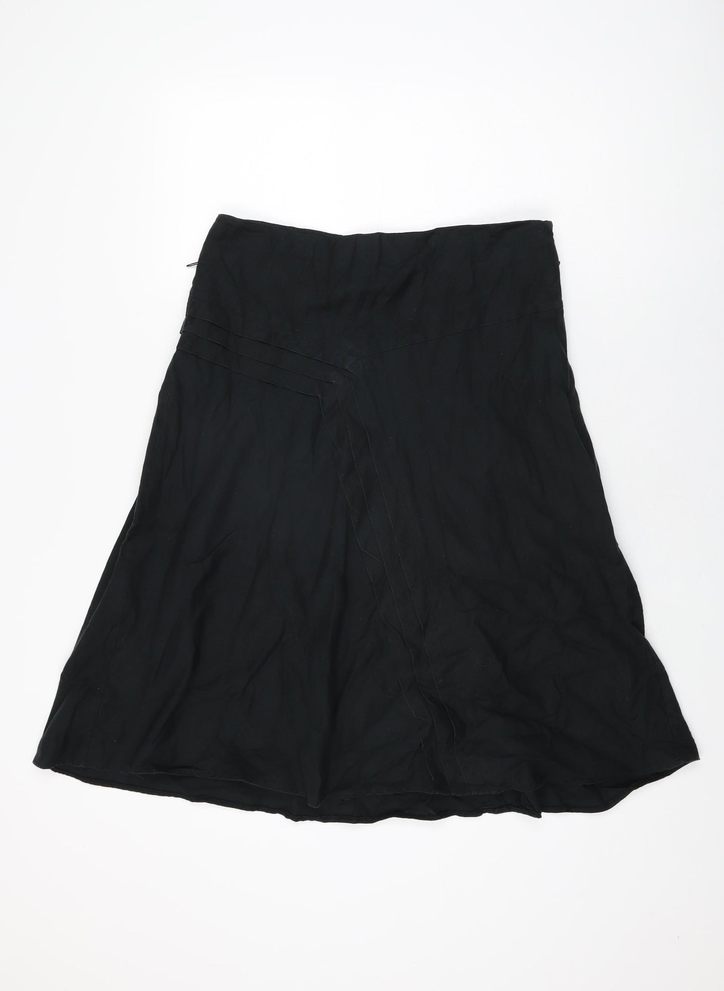 Monsoon Womens Black Cotton Swing Skirt Size 12 Zip