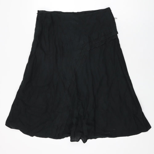 Monsoon Womens Black Cotton Swing Skirt Size 12 Zip