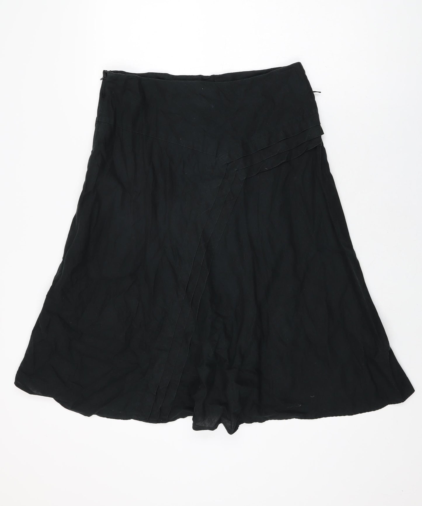 Monsoon Womens Black Cotton Swing Skirt Size 12 Zip