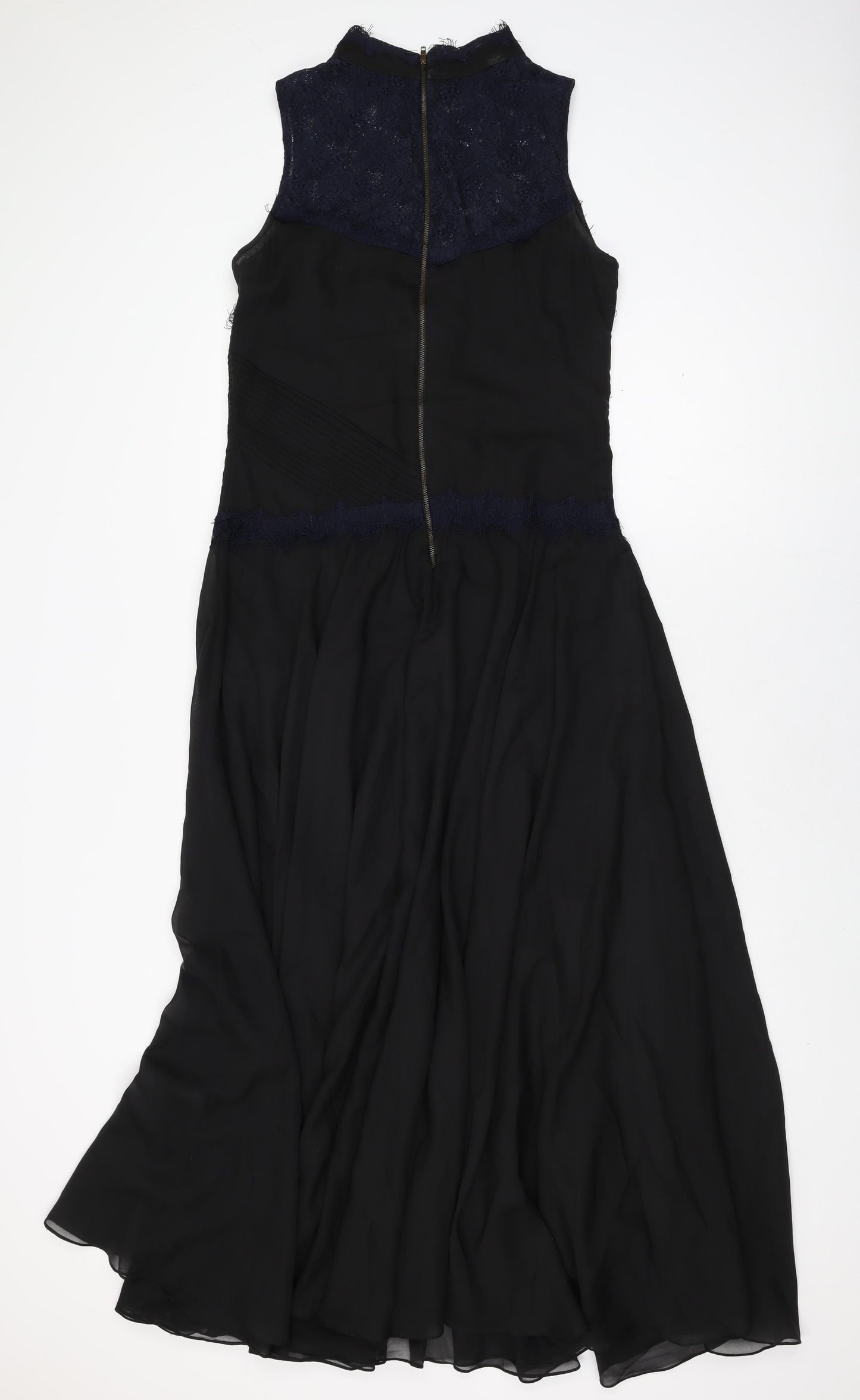 Label Lab Womens Black Geometric Polyester Maxi Size 12 Round Neck Zip