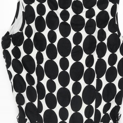 Per Una Womens White Polka Dot Cotton A-Line Size 12 Round Neck Zip