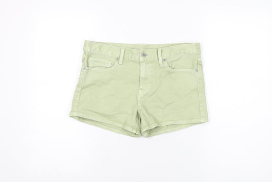 Uniqlo Womens Green Cotton Hot Pants Shorts Size 26 in Regular Zip