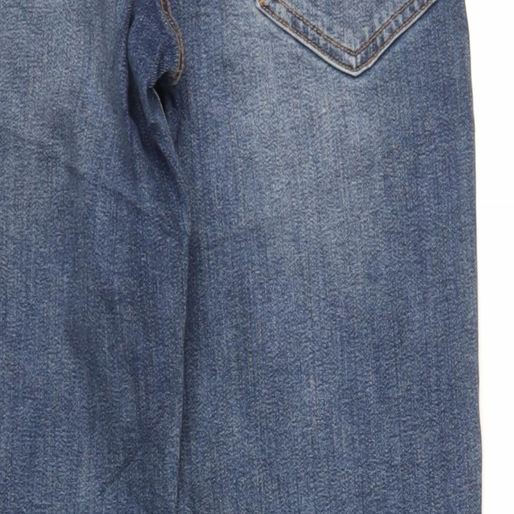 F&F Mens Blue Cotton Straight Jeans Size 36 in L32 in Regular Zip