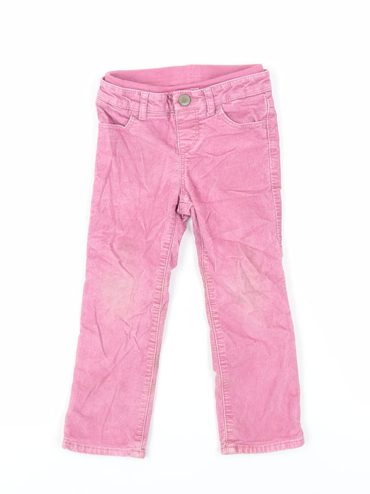 Gap Girls Pink Cotton Chino Trousers Size 4 Years Regular Snap