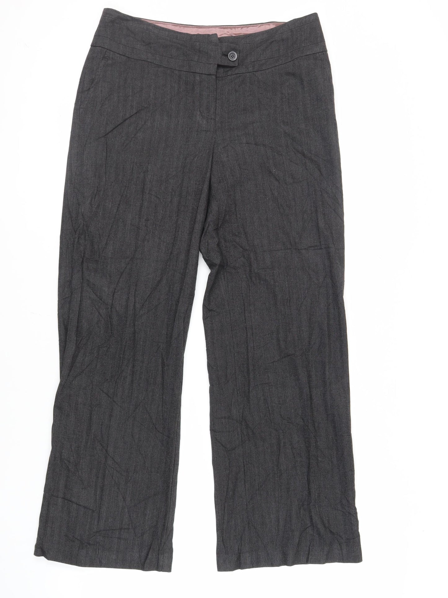 NEXT Womens Grey Polyester Dress Pants Trousers Size 14 L30 in Regular Zip