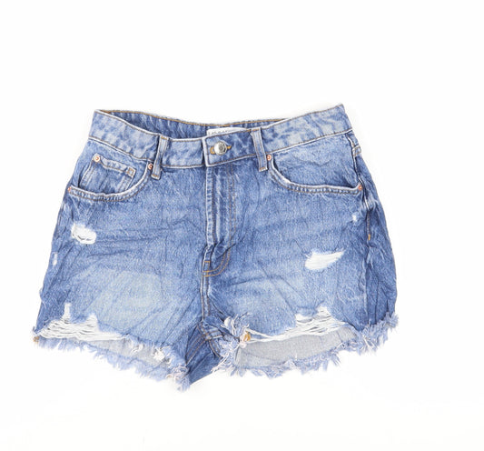 Denim & Co. Womens Blue Cotton Cut-Off Shorts Size 12 L3 in Regular Zip - Distressed