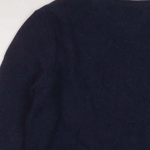 White Stuff Mens Blue V-Neck Wool Pullover Jumper Size M Long Sleeve