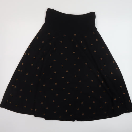 Louis Feraud Womens Black Geometric Wool A-Line Skirt Size 12