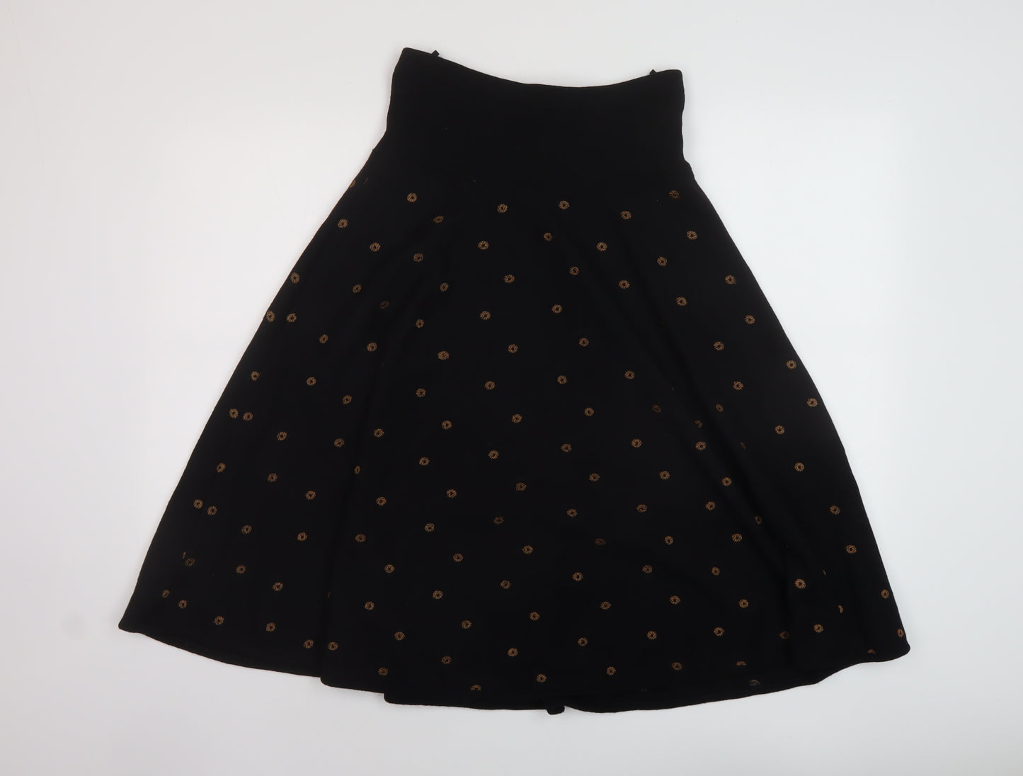 Louis Feraud Womens Black Geometric Wool A-Line Skirt Size 12