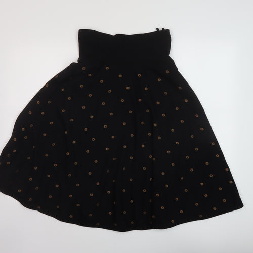 Louis Feraud Womens Black Geometric Wool A-Line Skirt Size 12