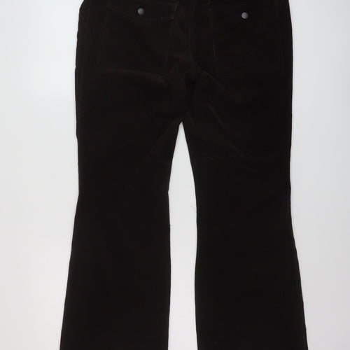 NEXT Womens Brown Cotton Trousers Size 14 L29 in Regular Button