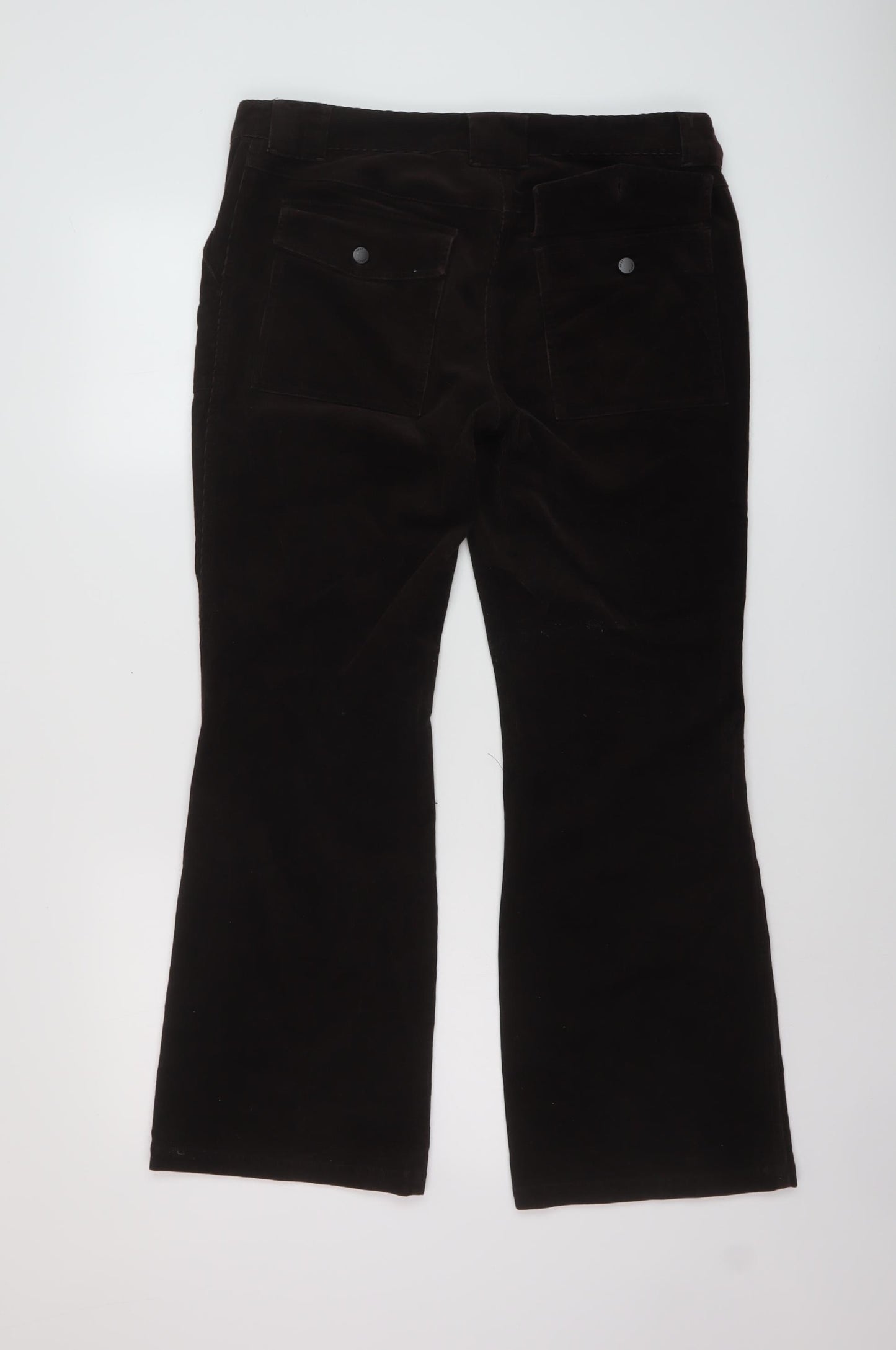 NEXT Womens Brown Cotton Trousers Size 14 L29 in Regular Button