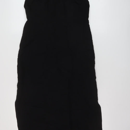 Zara Womens Black Viscose A-Line Size S Square Neck Zip