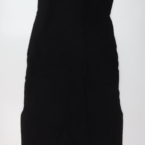 Zara Womens Black Viscose A-Line Size S Square Neck Zip