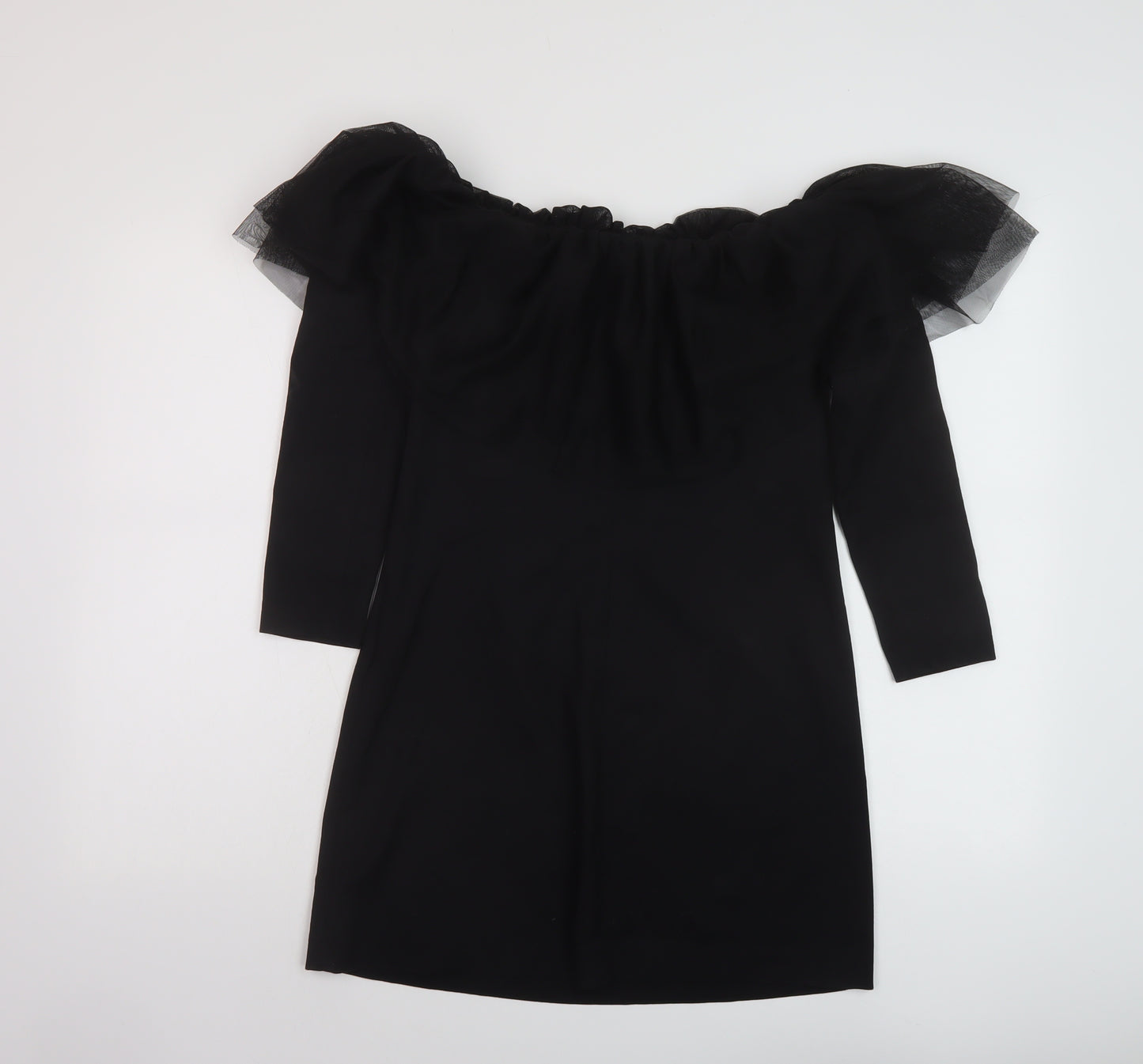 Zara Womens Black Polyester Mini Size S Square Neck Pullover