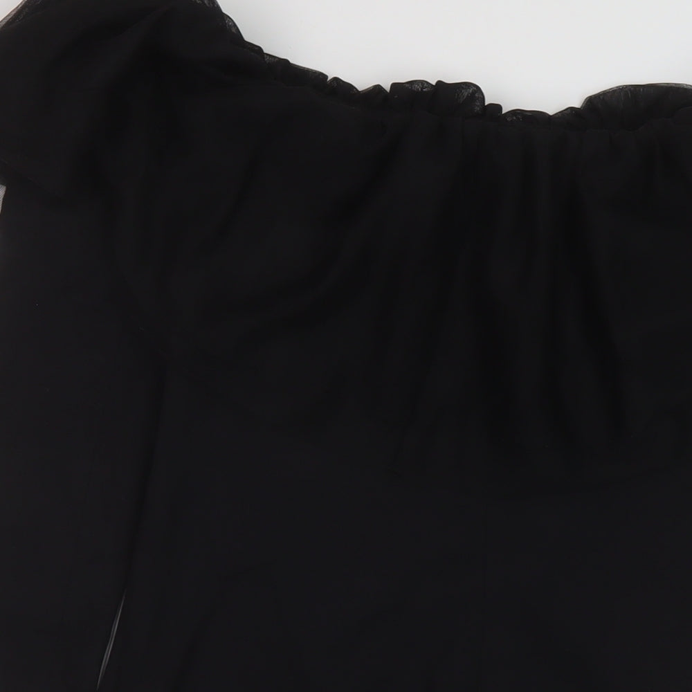 Zara Womens Black Polyester Mini Size S Square Neck Pullover