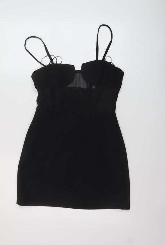 Zara Womens Black Polyester Mini Size S Sweetheart Zip