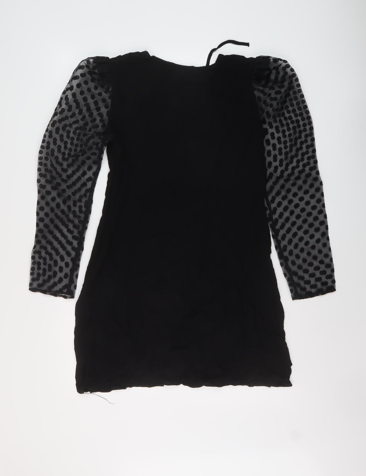 Topshop Womens Black Viscose Mini Size 12 Round Neck Tie