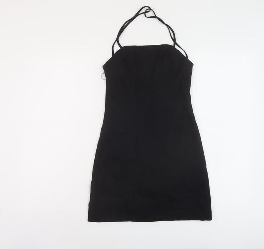 Zara Womens Black Polyester Mini Size S Square Neck Zip