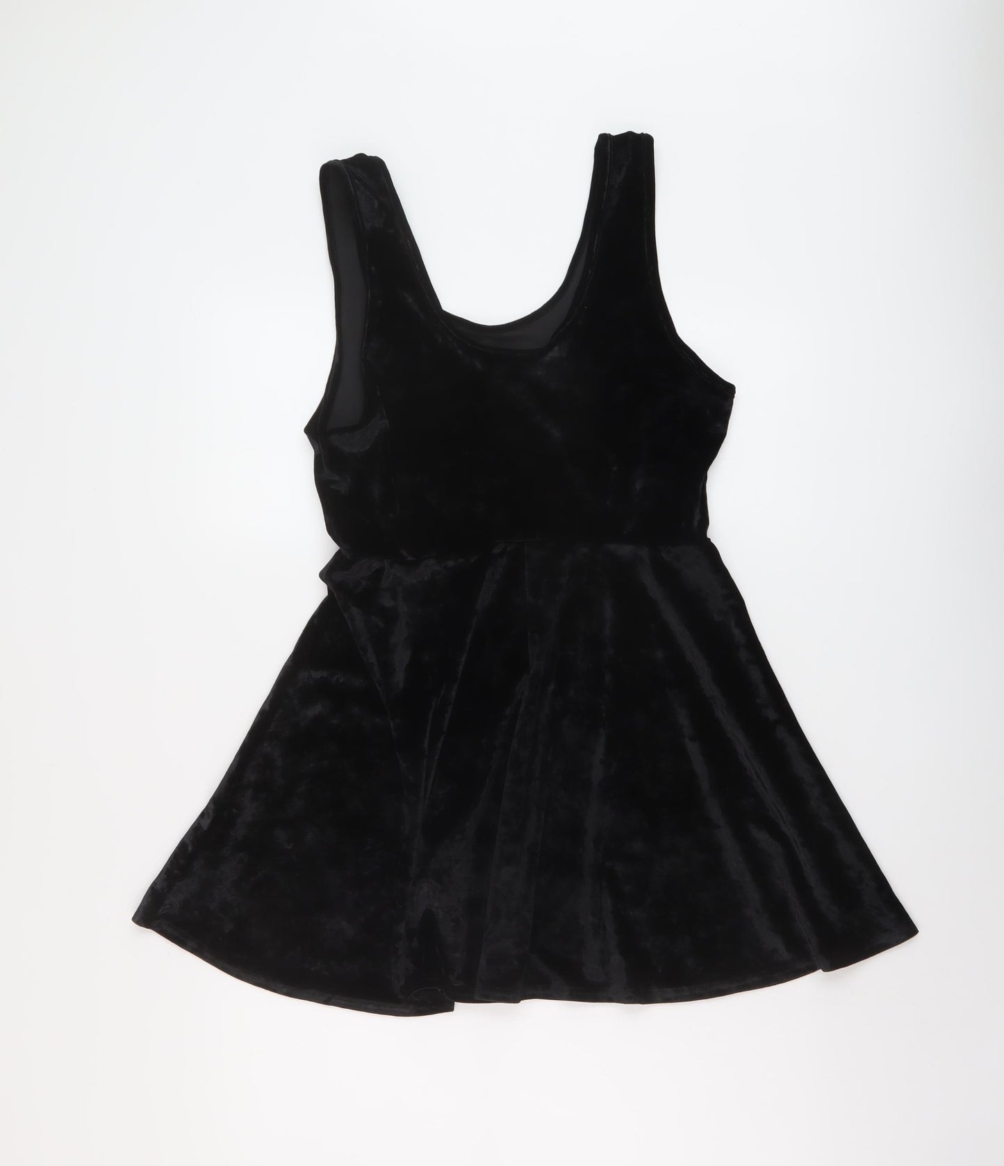 Topshop Womens Black Polyester Skater Dress Size 14 Round Neck Pullover