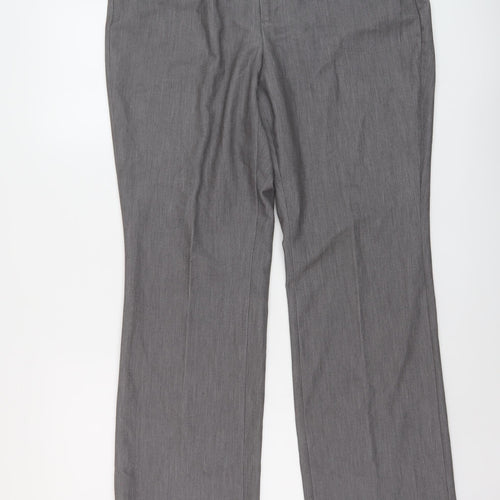 DKNY Womens Grey Polyester Trousers Size 14 L30 in Regular Hook & Eye