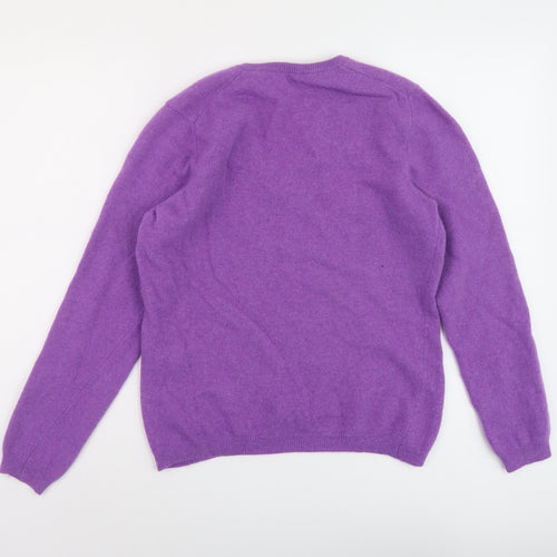 United Colors of Benetton Womens Purple V-Neck Wool Pullover Jumper Size L