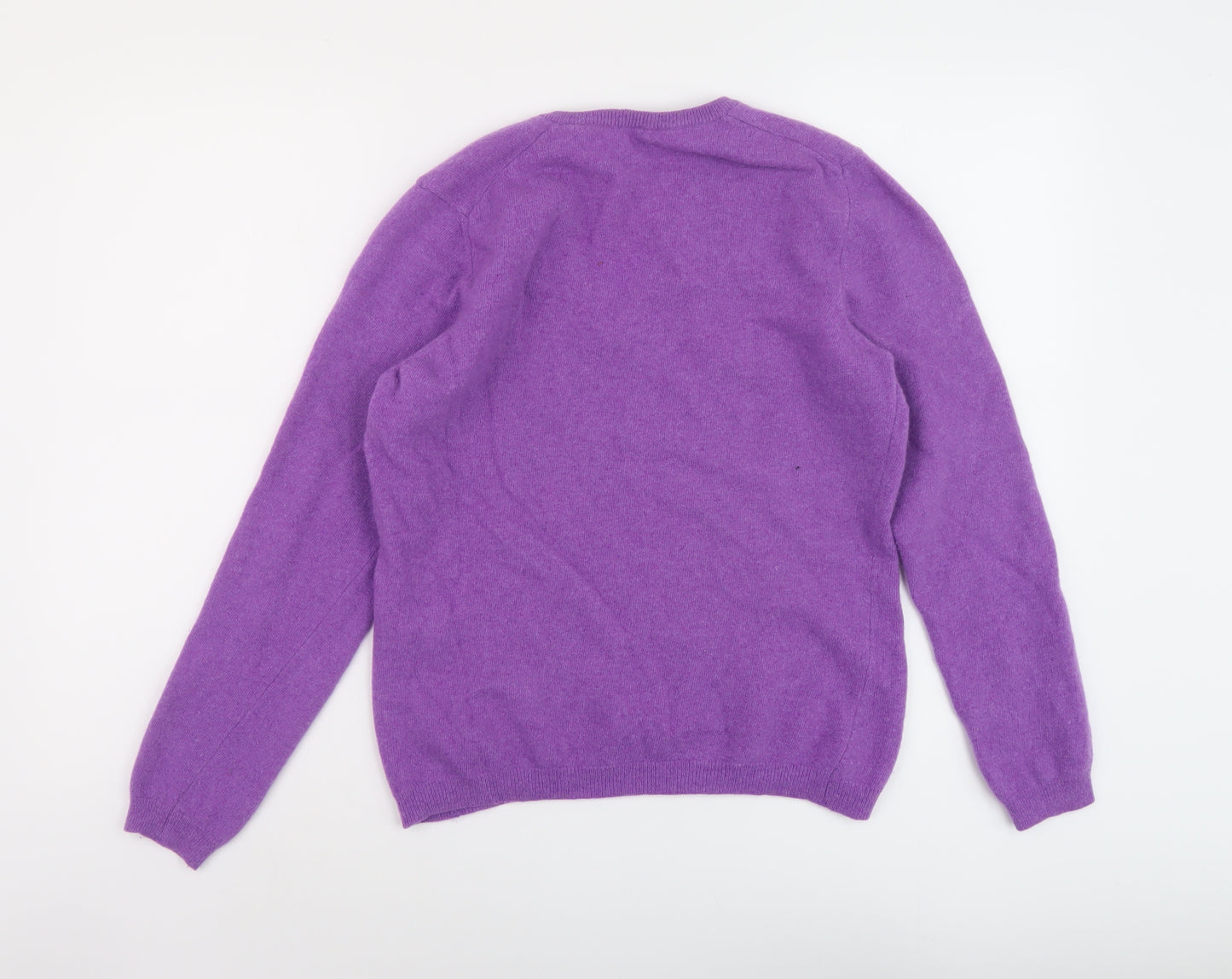 United Colors of Benetton Womens Purple V-Neck Wool Pullover Jumper Size L