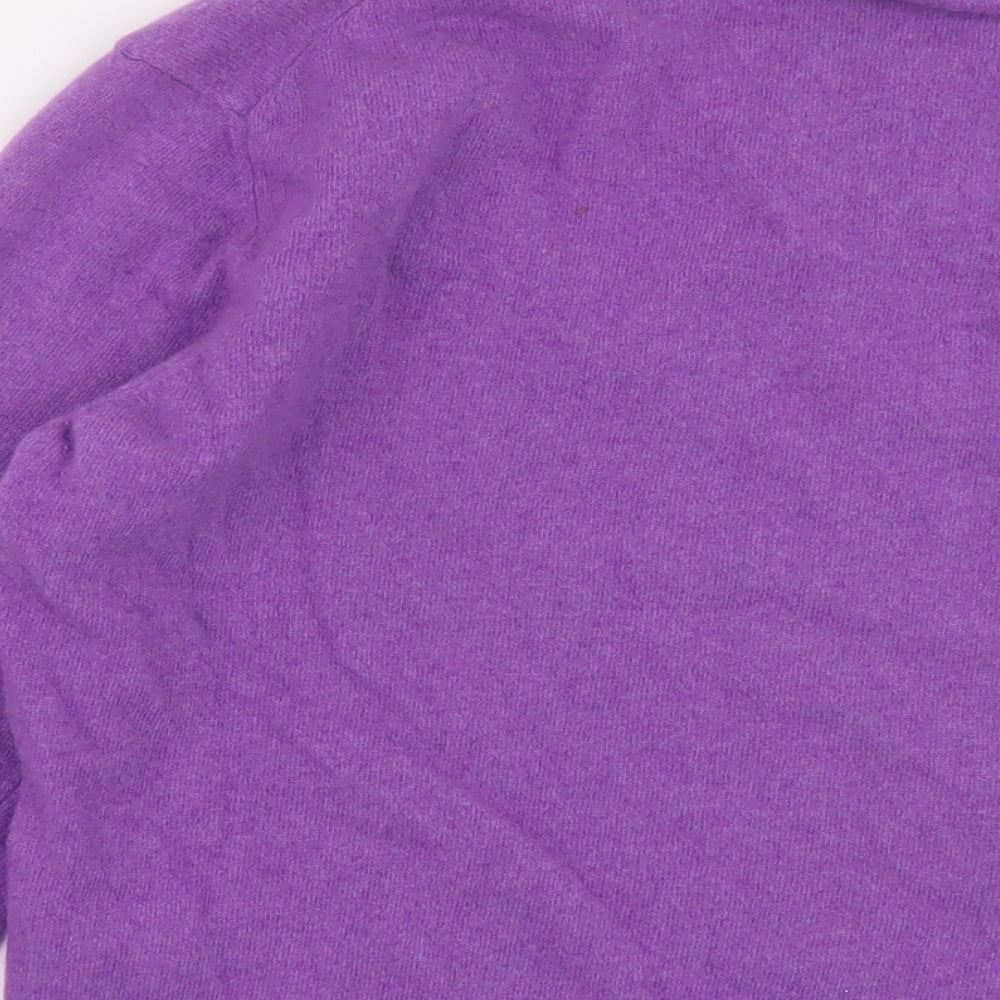 United Colors of Benetton Womens Purple V-Neck Wool Pullover Jumper Size L